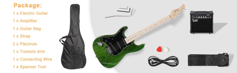 GLARRY Full Size Electric Guitar for Music Lover Beginner with 20W Amp and Accessories Pack Guitar Bag (GREEN, Left Handed 39")