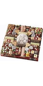 The Swiss Colony 27 Favorites Food Gift Set, Summer Sausage Meats and Cheeses, Assorted Chocolates, Candies, Petits Fours, Cheese & Charcuterie Board Gifts Basket, Holiday, Christmas - Holiday Red Box