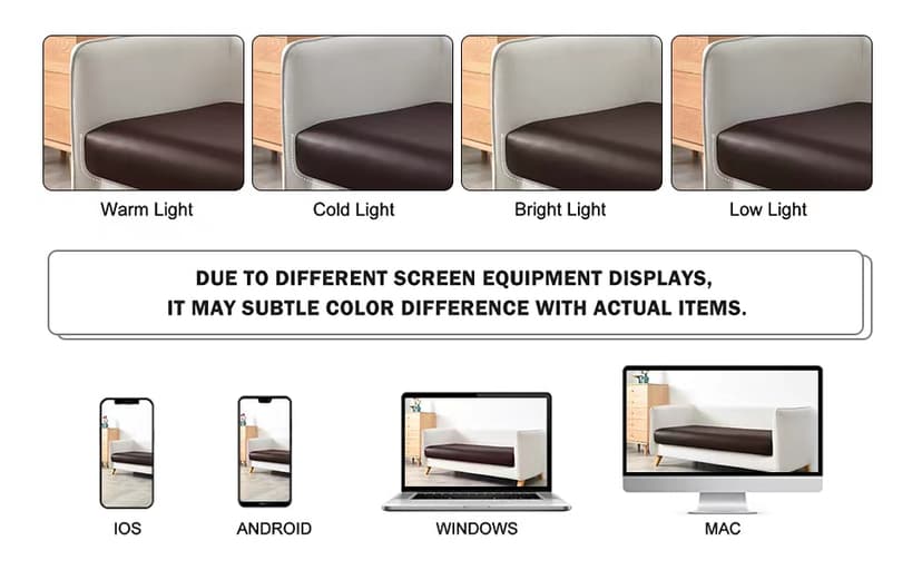 Yates Home PU Leather Couch Sofa Cushion Slipcover Water-Proof Elastic Chair RV Seat Covers Loveseat Sofa Furniture Protector Slip Cover for Settee Seater Replacement Living Room(3 Pieces, Chocolate)