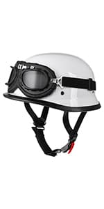Yesmotor Helmet Half Shell German Motorcycle Helmet with Cycling Glasses - DOT Approved
