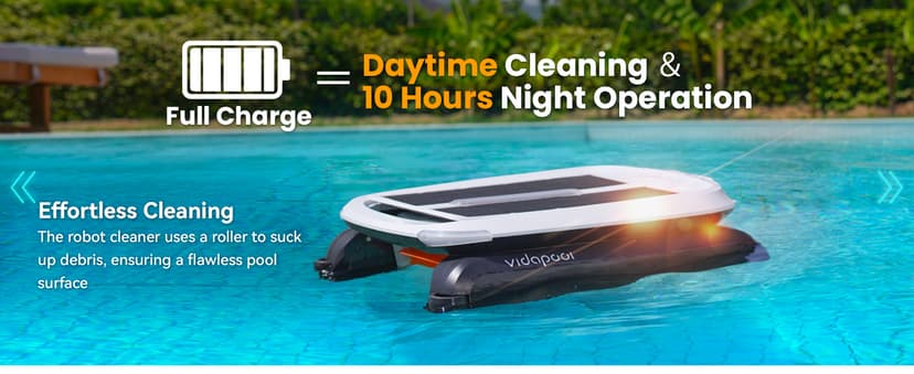 Solar Pool Skimmer Robot, Automatic Pool Surface Skimmer Cleaner, Dual Mode Solar Powered Pool Skimmer with Obstacle Avoidance, Day & Night Cleaning for All Swimming Pools-White