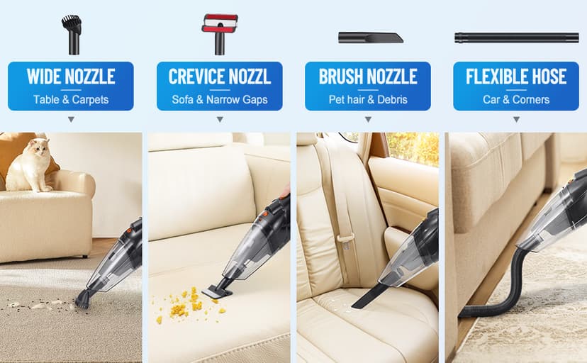 siumxr Handheld Vacuum Cordless,Powerful Suction 30Mins Long Runtime, Dust Busters Cordless Rechargeable with Two Washable Filters,Wet and Dry Hand Held Vacuum Cordless for Home, Car or Office