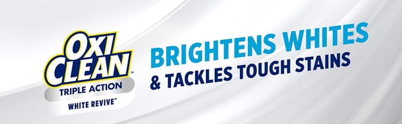 OxiClean Triple Action White Revive Laundry Whitener and Stain Remover Powder, Use with Detergent, Whitens and Brightens Clothes, Removes Tough Stains, Color Safe, Chlorine Free, 4 lbs