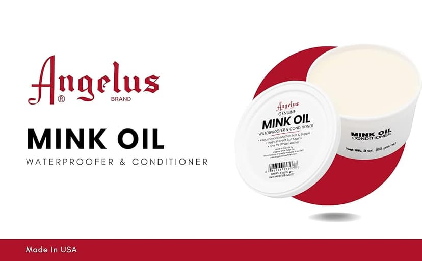 Angelus Mink Oil for Leather Boots 7.6oz | All-Natural Leather Conditioner, Cleaner, Waterproof, Soften, & Restore - Made in USA