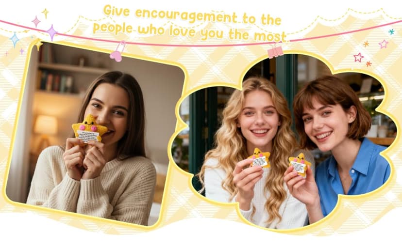 Crochet Yellow Star Doll Friendship Gift - Emotional Comfort Support Decor, Long Distance Relationship Moving Away Farewell Goodbye Leaving Gifts for Women Friend Couple Boyfriend Girlfriend Coworker