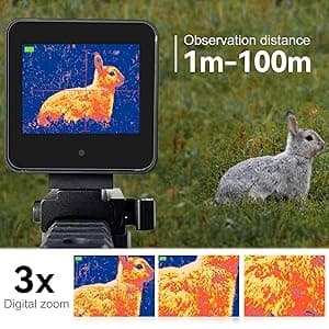 Thermal Imaging Night Vision Scope for Hunting – 320 * 240 Resolution Infrared Thermal Scope with Crosshair & Red Laser Aiming, Waterproof, 3X Zoom, Long Battery Life, Fits 21mm Rail