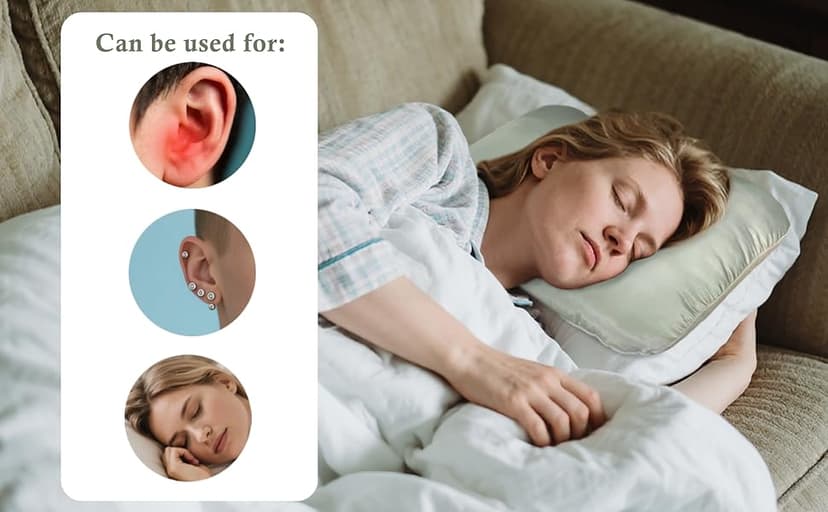 Yuibthr Ear Piercing Pillow for Side Sleepers with Ear-Shaped Hole for Ear Pain, Reversible Satin & Cotton Washable and Adjustable Ergonomic Ear Guard Protector for Side Sleeping