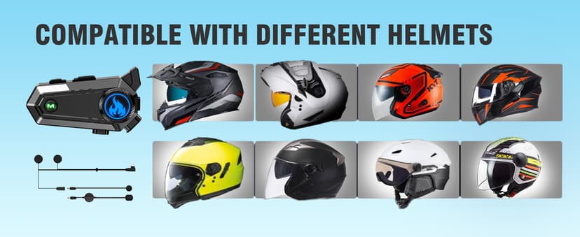 C9 Motorcycle Helmet Bluetooth Headset, V5.4 Helmet Speakers with 2 Type Mics, 2-Way Intercom/Music Sharing/IPX6 Waterproof/Intelligent Noise for Ski/Dirtbike/Snowmobile, Helmet Accessories