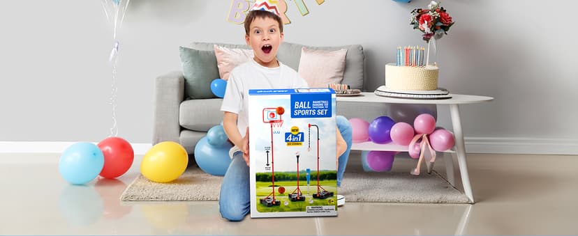 Adjustable basket ball Stand,Hanging Tee Baseball for Toddlers Boys Ages 2 3 4 5 6 7 8 Years Old, Outdoor Indoor Toys Gifts HopeRock 2 in 1 Kids Basketball Hoop and T Ball Set B0D53VWQGP