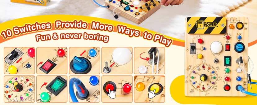 Grarain Busy Board for Toddlers - Montessori Educational Toy for 1-3 Year Old Boys & Girls | Travel-Friendly Sensory Learning Activity | Ideal for Kids with Autism(Busy Board v2) B0D2ZD6J2W