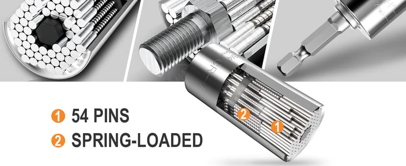 Super Universal Socket Tools Gifts for Men - Christmas Stocking Stuffers for Men Grip Socket Set with Power Drill Adapter Cool Stuff Ideas Gadgets for Him Birthday Gifts for Dad Women Husband (7-19mm)