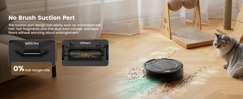 Lefant M210 Pro Robot Vacuum, 4000Pa Suction, 200 Mins Runtime, Quiet, Ultra-Slim, Self-Charging Robotic Vacuum Cleaner, WiFi/App/Alexa Control, Ideal for Pet Hair & Hard Floors