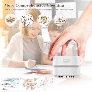 TRZLIFE Desk Vacuum Cleaner, Rechargeable and Durable Mini Desktop Vacuum with Bonus Accessories Desk Cleaner Sucks Tiny Items and Crumbs from Desktop Drawer Countertop Ideal as a White Elephant Gift