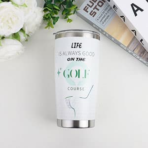 Golf Gifts for Men - 9PC Set: Tumbler, Towel, Socks, Key Chain, Bracelet, Thanks Card; Gift Box; Perfect for Golfer, Dad, Christmas