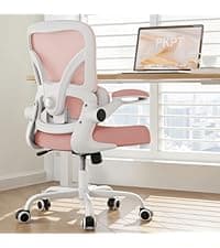 Ergonomic Office Chair, 330LBS Desk Chair with 3-Level Lumbar Support & Headrest, Breathable Mesh Backrest, Flip-Up Armrests for Home Office and Gaming, Black