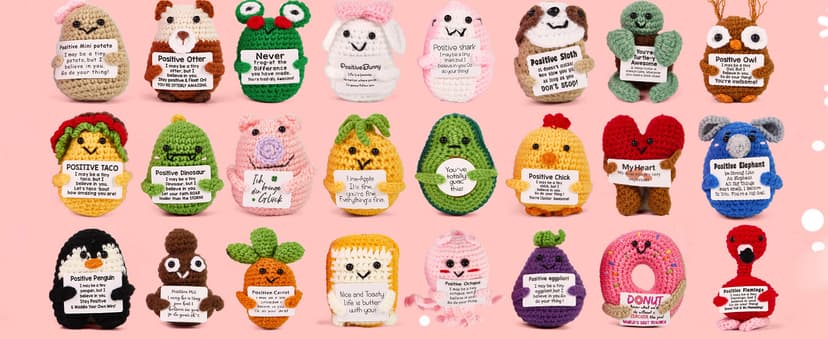 Advent Calendar 2025, 24 Days Positive Crochet Animals Christmas Countdown Calendar for Kids, Teens, Adults, Handmade Emotional Support Crochet Toys with Positive Card for Birthday, Christmas Gifts