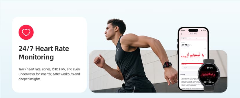 Parsonver Parsonver Swimming Smart Watch, 5ATM Waterproof for Pool & Open Water, Built-in GPS & Compass, AMOLED Screen Fitness Tracker with 100+ Sports Modes, Heart Rate & Sleep Monitor, AI Swim Analysis, Black