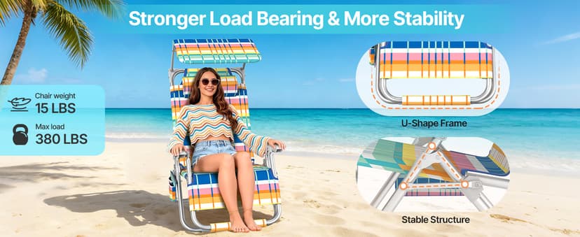Suteck Zero Gravity Beach Chair with Canopy, Backpack Beach Chairs for Adults, Lightweight Adjustable Reclining Beach Chair with Shade, Folding Lay Flat Chair for Beach Poolside Outdoor