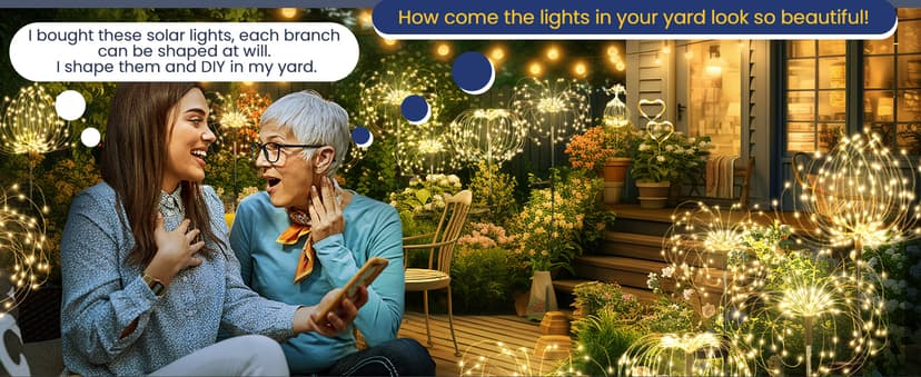 120 LEDs, Fairy Design, Waterproof, Garden Decor, Solar Powered for Yard, Pathway, Flowerbed, Planter, Balcony, Gifts for Mom GIGALUMI 2 Pack Solar Firework Lights Outdoor, Garden Decor, Warm White B0CPHZL35M