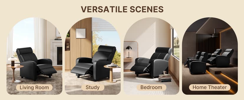 Yaheetech Recliner Chair PU Leather Recliner Sofa Home Theater Seating with Lumbar Support Overstuffed High-Density Foam & Pocket Springs, Push Back Recliners Armchair for Living Room