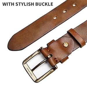 wolksprong Thicken Full Grain Leather Mens Belt Heavy Duty Mens Work Belt Mens Belt High Hardness Buckle Packed In Gift Box