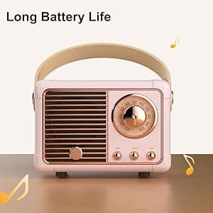 Retro Bluetooth Speaker, Portable Wireless Speaker with Crystal Clear Stereo Sound Rich Bass, Best Birthday Gifts Ideas for Women Teenage (Pink)