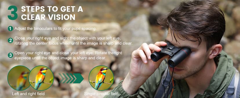 POLDR 12X25 Small Pocket Binoculars Compact Adults, Mini Kids Binoculars Boys for Bird Watching, Concert Theater Opera