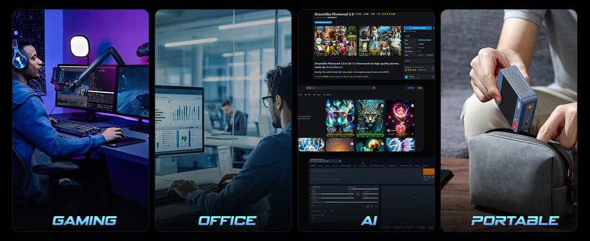 BOSGAME P3 MIX Mini PC, Mini Desktop Computer with AMD Ryzen 5 7640HS (up to 5.0 GHz), 16GB DDR5, 512GB PCIe SSD, 4K Triple Display, USB 4.0, Dual 2.5G LAN & Wi-Fi 6E & BT5.2, for Home, Office, Gaming
