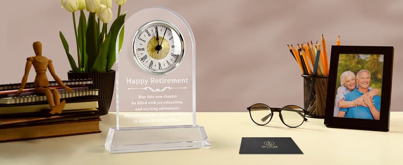 L.Karde Retirement Gift for Women Men Coworker Desk Clock K9 Crystal Keepsakes Retired for Friend Boss for Dad