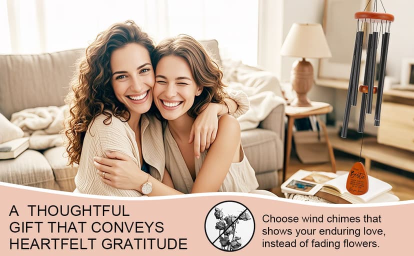 Bestie Gift for Women, Friend Gifts for Women, Unique Friendship Gifts for Birthday, Mothers Day, Christmas, 32 Inch Wind Chimes Gift for Home Decor