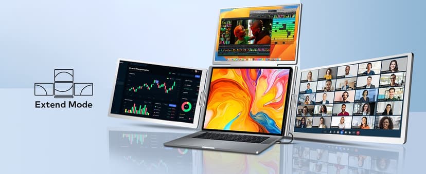 16" Laptop Screen Extender Monitor Portable, Quad Monitor, Just 1 Cable for 3 Screens, FHD 1200P IPS Laptop Extender Compatible with Wins/Mac for 13.6" - 18.5" Laptops