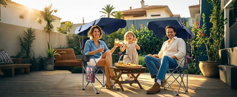 VTOY Portable Camping Chair with Canopy - Folding Chair with Canopy, Durable 600D Oxford Canopy Chair for Camping, Beach, Picnics, Fishing & Sports