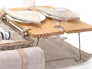 Multifunctional Wicker Picnic Basket Set for 2 with Blanket and Picnic Table, Insulated Picnic Set with Full Tablewares for Camping Outdoor Couples, Flowers B0D4Q11DMV