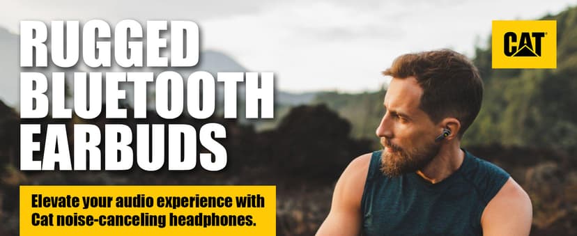 CAT Bluetooth Noise Canceling Ear Buds - Rugged Wireless Work Earbuds, Bluetooth Work Headphones, Dust Proof, Shock Proof, Water Resistant, Compatible with Apple, Android