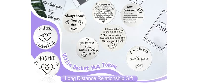 Yiflin Unique Gifts for Women,Men,Friend,Family - Birthday, Christmas, Valentine's Day Gifts - Pocket Hug Token with Keychain