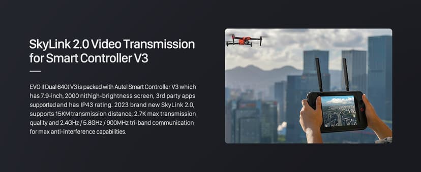 Autel Robotics EVO II Dual 640T V3, 640x512 Thermal Imaging Drone, Remote ID Supported, 0.8'' CMOS&50MP 8K RYYB Sensor,10+ Temp Measurement, D-RI Ranges, Thermal Analysis Tool, for Search&Rescue/Power Inspection/Public Safety/Hunting