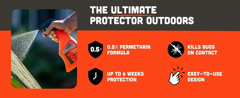 Ben's Clothing & Gear Insect Repellent - Long-Lasting Insect Protection Spray for Clothes & Gear - Contains Permethrin & Lasts Up to 6 Weeks - 24 fl oz