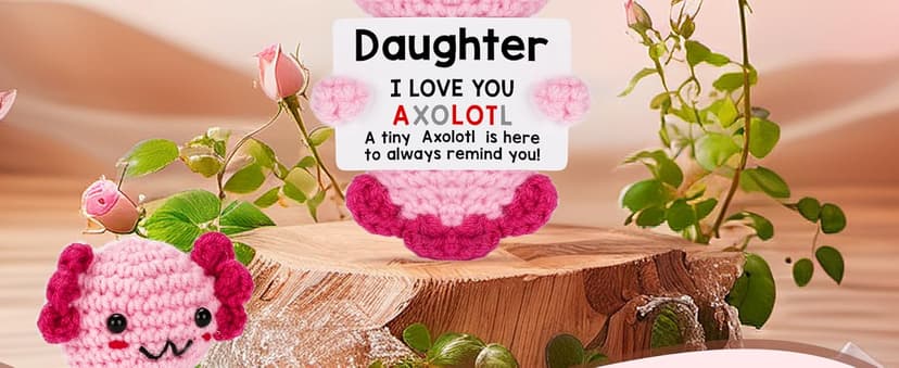 Gifts for New Relationship, Crushes, Valentines, Anniversaries for Him or Her - Mini Crochet Axolotl - Turns Out I Like You More Than Planned, Will You Be My Girlfriend Boyfriend Gf Bf