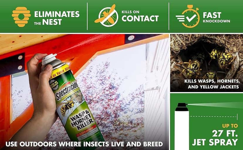Spectracide Wasp & Hornet Killer Aerosol Kills Wasps, Hornets And Yellow Jackets On Contact & Eliminates The Nest, 12 Pack