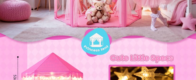 Monobeach Princess Tent Girls Large Playhouse Kids Castle Play Tent with Star Lights Toy for Children Indoor and Outdoor Games, 55'' x 53'' (DxH)
