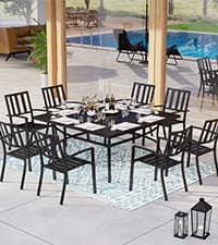 MFSTUDIO Outdoor Dining Set for 4, Patio Table and Chairs Set with Umbrella Hole, Metal Patio Furniture Set for Patio, Deck, Yard, Porch