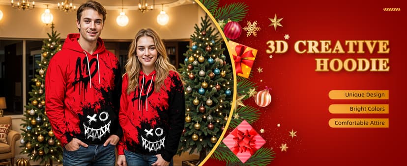 SANKILL Graphic Hoodies for Men Funny Novelty Pullover Sweatshirt Xmas Gifts Black red Anime Hoodie Cool Designs Rapper