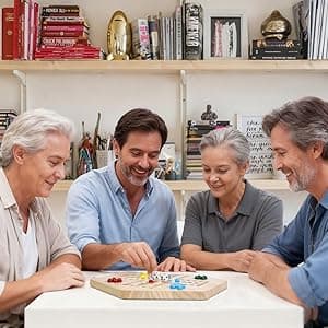 Original Marble Game Wahoo Board Game Double Sided Painted Wooden Fast Track Board Game for 6 and 4 Players 6 Colors 24 Marbles 6 Dice for Family Friends