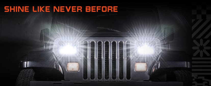 TRUE MODS 7x6 5x7 H6054 Black LED Headlights H4 Sealed Beam Replacement Lamp for Jeep Wrangler YJ Cherokee XJ Chevy Express Blazer S10 Van GMC Savana Ford Econoline E150 Nissan D21 Toyota Pickup Truck