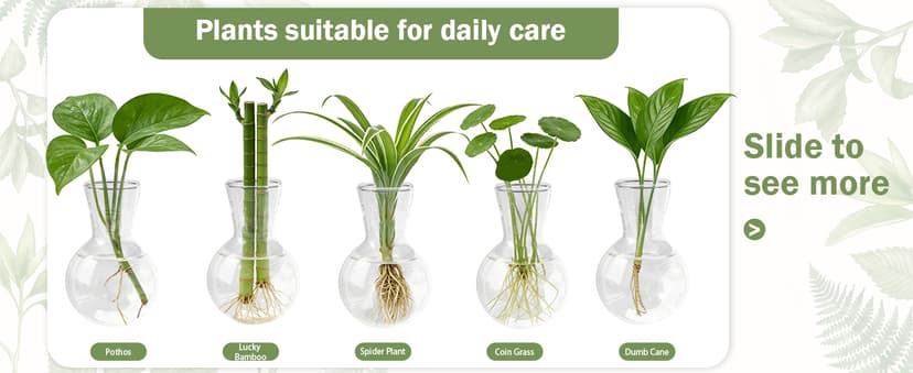 XXXFLOWER Plant Terrarium with Wooden Stand, Air Planter Bulb Glass Vase Metal Swivel Holder Retro Tabletop for Hydroponics Home Garden Office Decoration - 3 Bulb Vase