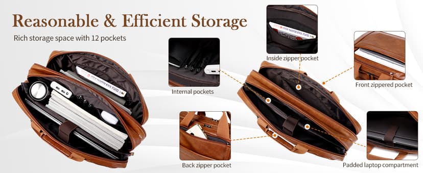 Faux Leather Messenger Bag for Men | 17-17.3 Inch Leather Mens Laptop Bag Leather Briefcasen Convertible Backpack 3 in 1 Computer Handbags Work Bag Shoulder Crossbody Bag Office | Vintage Brown