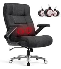 500LBS Massage Office Chair with Foot Rest, 3D Kneading Massage Home Office Desk Chairs, 22.83” Wide Big and Tall Office Chair for Heavy People, Ergonomic Reclining Gaming Chairs, Black