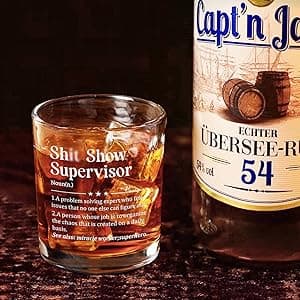 Futtumy Boss Gifts for Men, Shit Show Supervisor Whiskey Glass, Office Boss's Day Gift Christmas Gifts Birthday Thank You Gift for Supervisor Boss Men Coworker Manger, 10 Oz Old Fashioned Glass