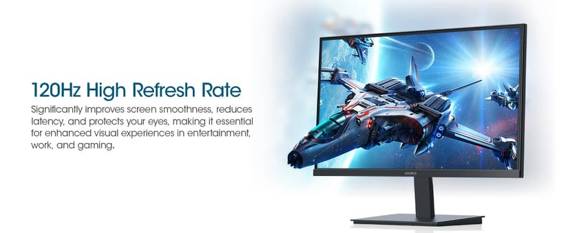 KOORUI 27 Inch QHD (2560x1440) IPS HDR Ultra-Thin Computer Gaming Monitor, 120Hz Refresh Rate, DCI-P3 95%, FreeSync & G-Sync, 1ms MPRT, VESA 100x100mm, Tilt Adjustable for Game and Work, E2721H