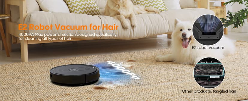 Robot Vacuum and Mop, 3-in-1 Robot Vacuum Cleaner, 4000Pa Powerful Suction, 2.87" Ultra Slim, with Wi-Fi/App/Alexa, Smart Navigation, Perfect for Pet Hair, Hard Floors and Low-Pile Carpets